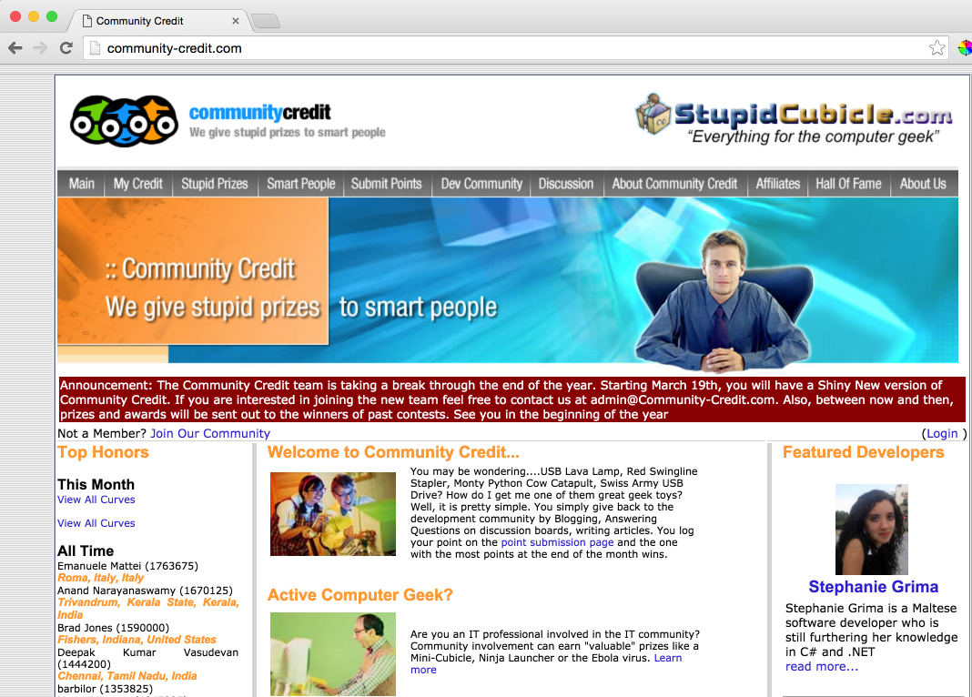 Community Credit home page