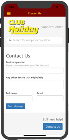 Contact us support center page