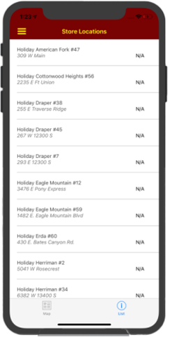 List of Holiday Oil store locations