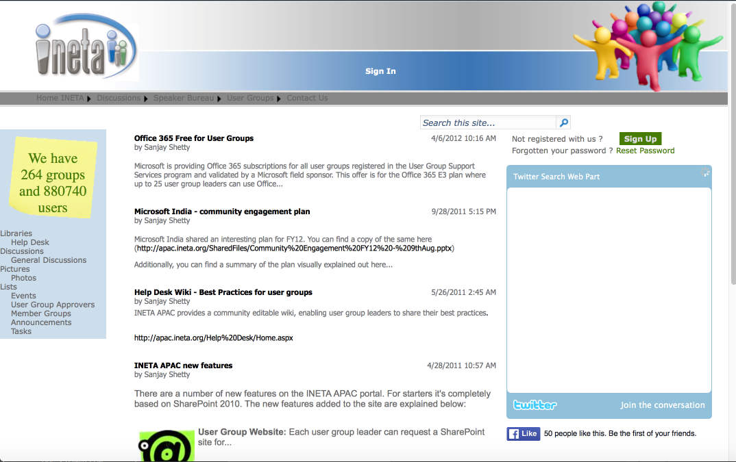 INETA.org home page