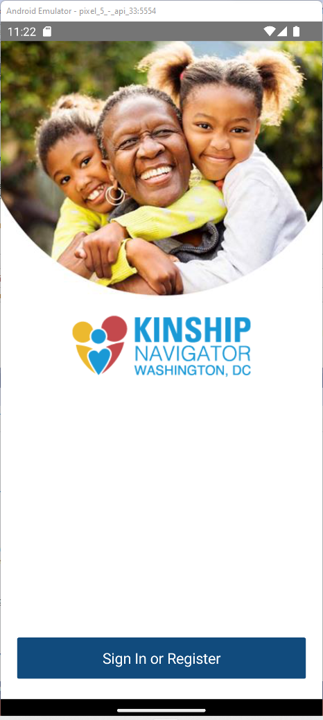 Kinship Navigator DC app welcome screen