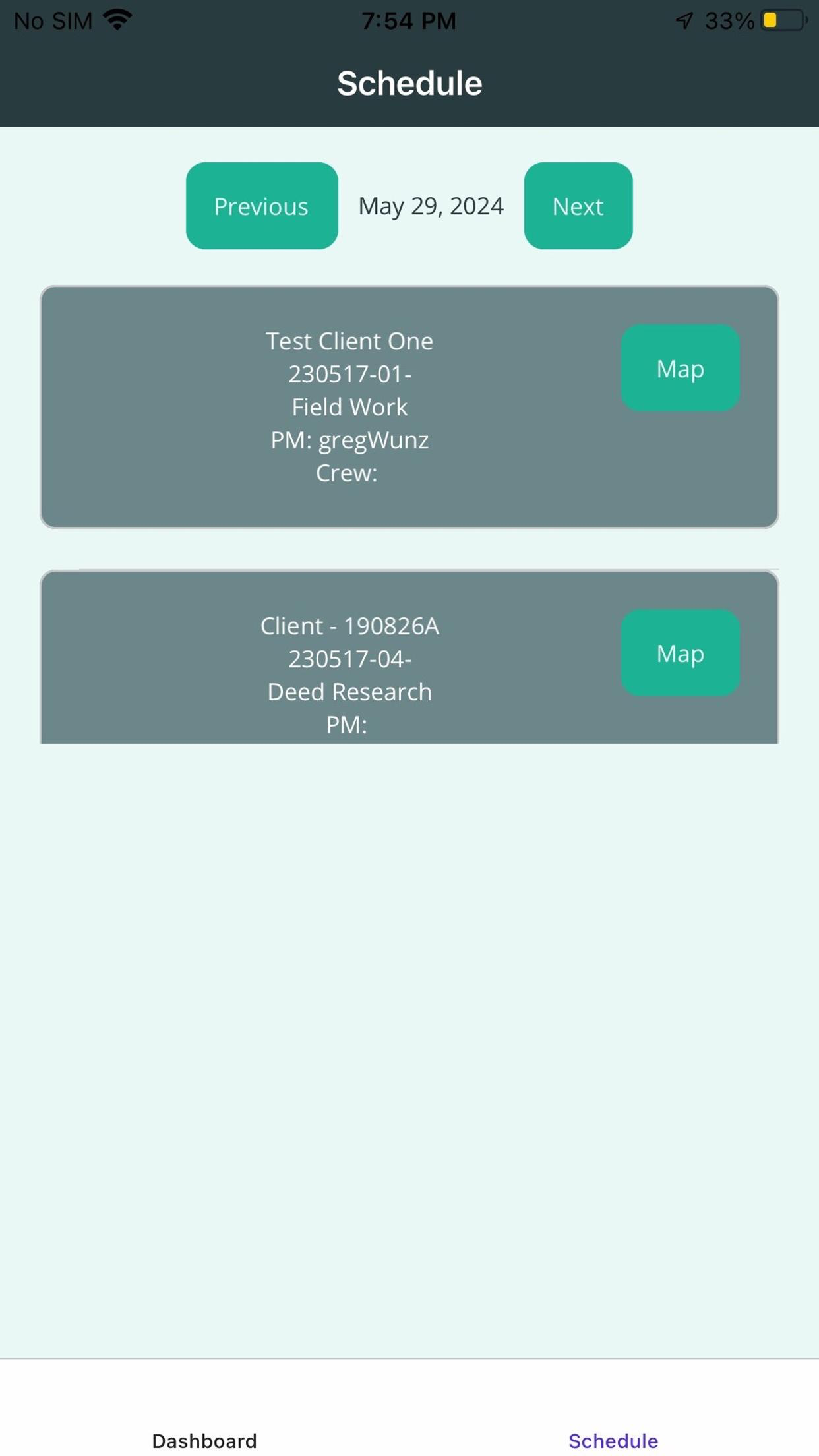 Old schedule
