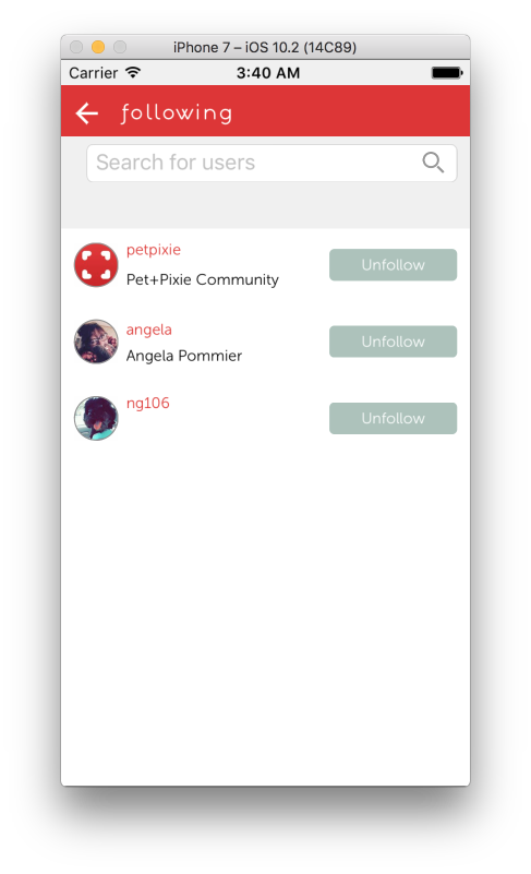 Pet Pixie following list