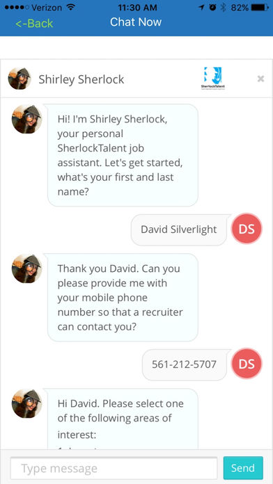 Sherlock Talent chat assistant