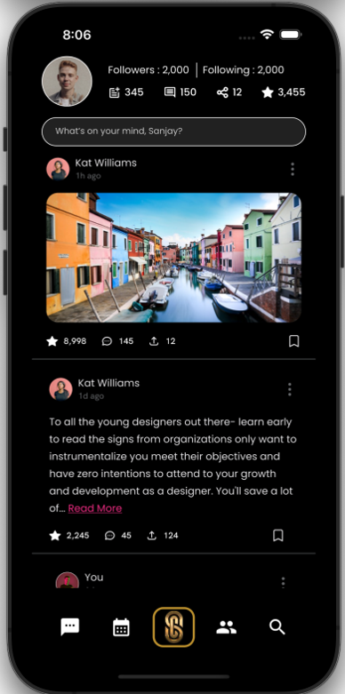 SmartCard Social screen