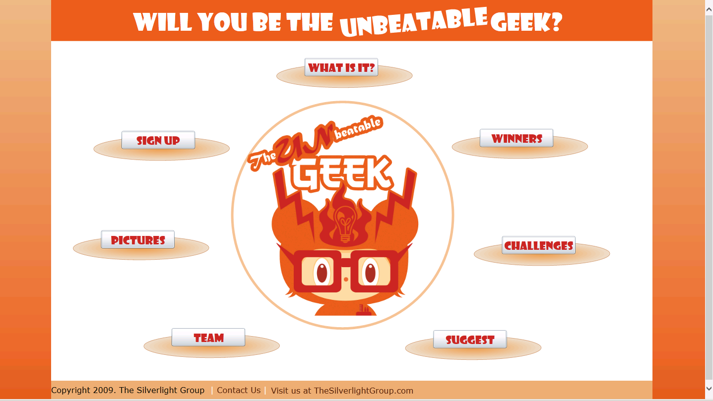 Home — radial menu around the iGeek mascot