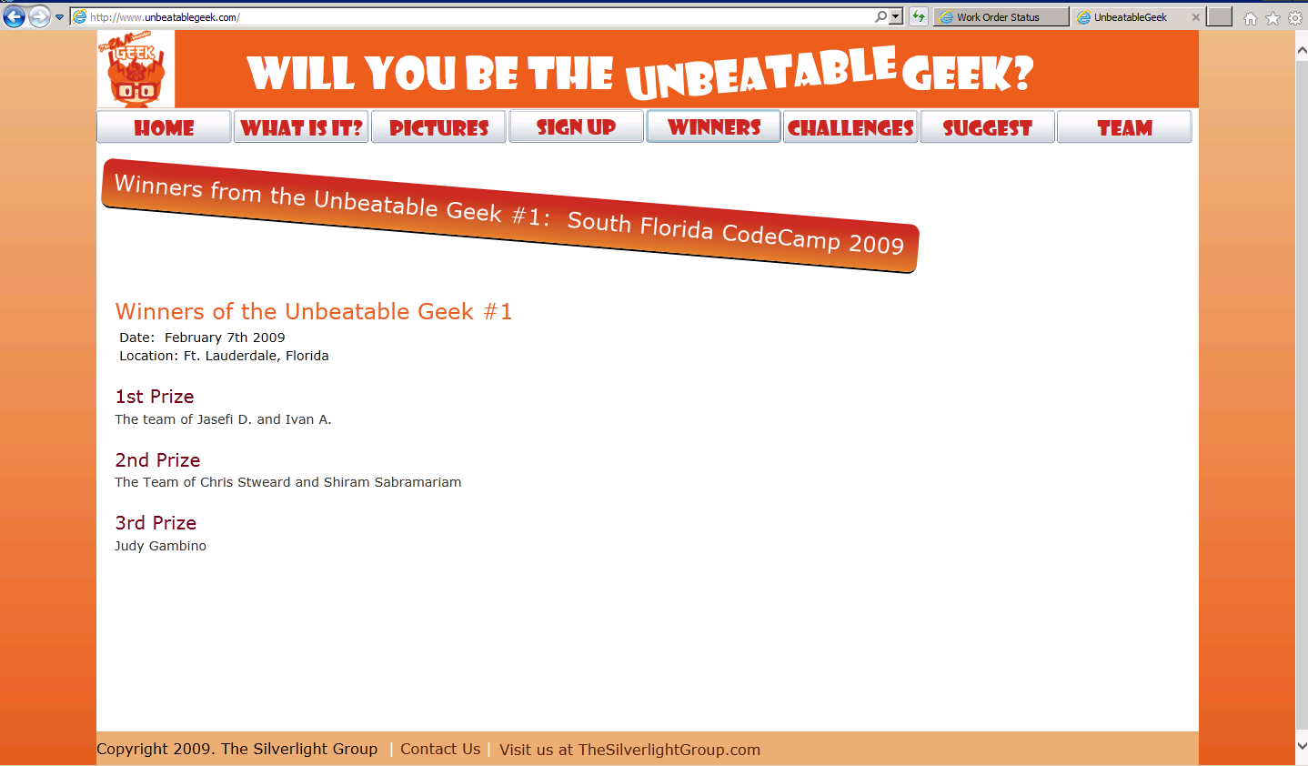 Winners — podium results from Unbeatable Geek #1